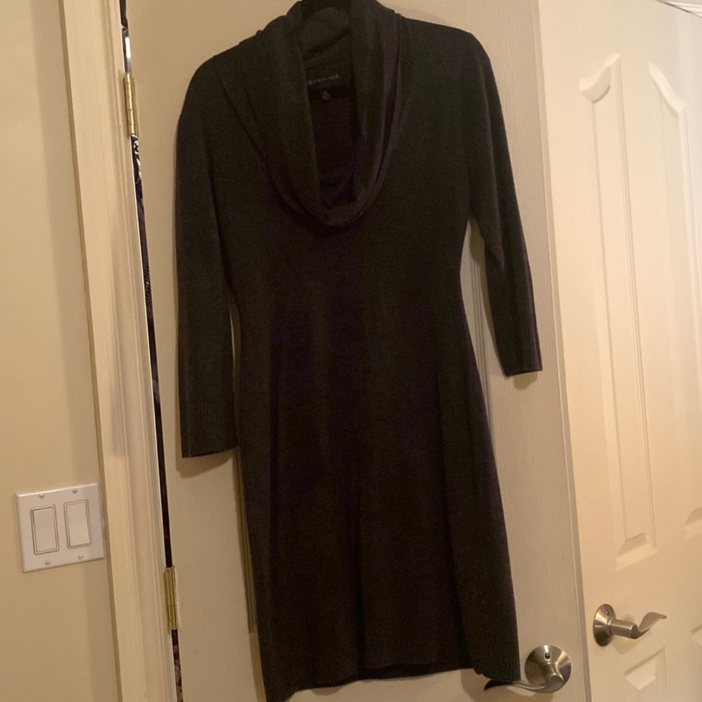 Cowl neck sweater dress dark gray